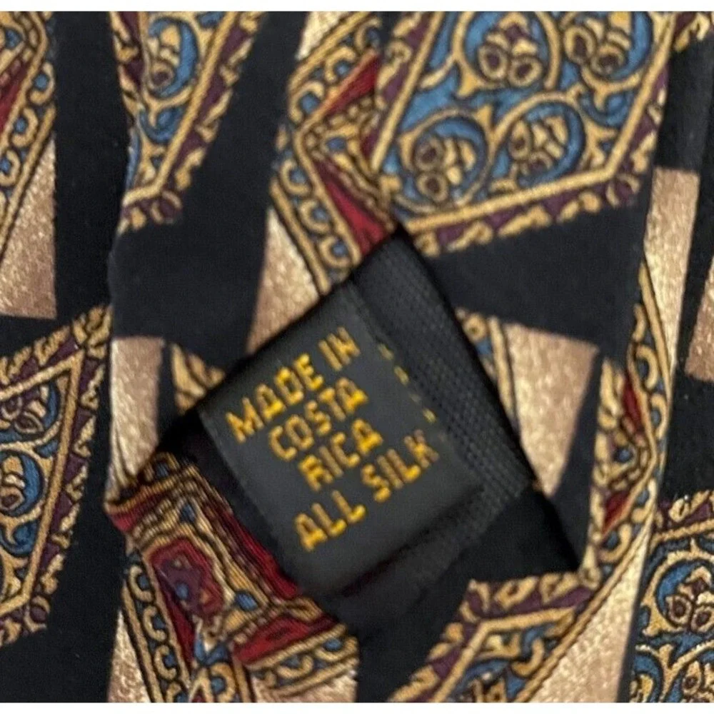 Etienne Aigner Men's Classic Neck Tie Black Diamond Retro Print 100% Silk